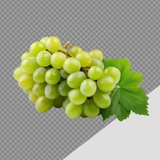 PSD um monte de uvas verdes com folhas png isoladas em fundo transparente