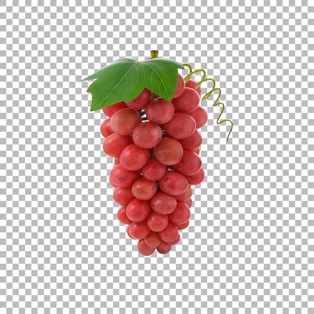 Um monte de uvas vermelhas com uma folha verde mostrando frutas frescas