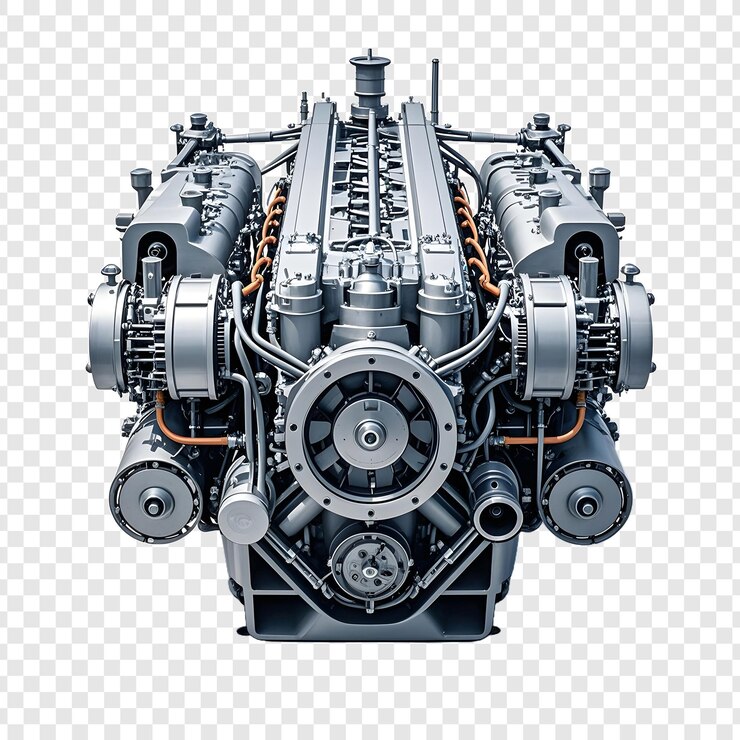 PSD um motor de carro com o motor cortado e o motor é feito pela empresa
