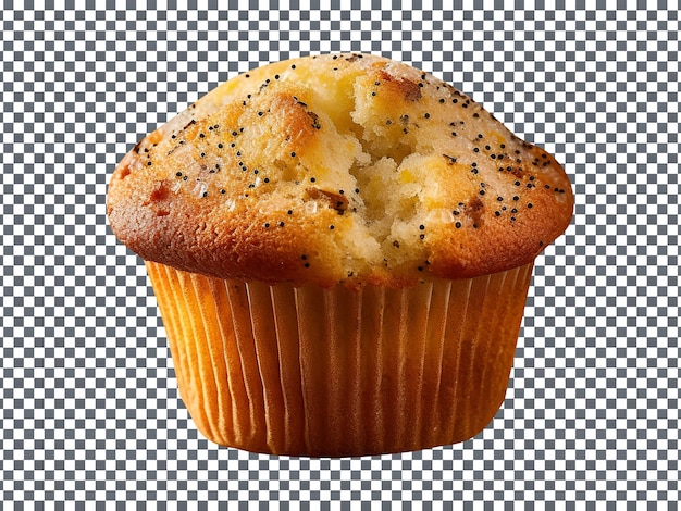 PSD um muffin de papoula de limão fresco com isolado em fundo transparente