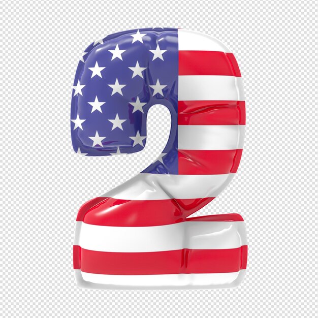 Um número feito de uma bandeira americana com o número 6 nele.