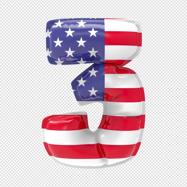 Um número um vermelho, branco e azul com a bandeira americana.