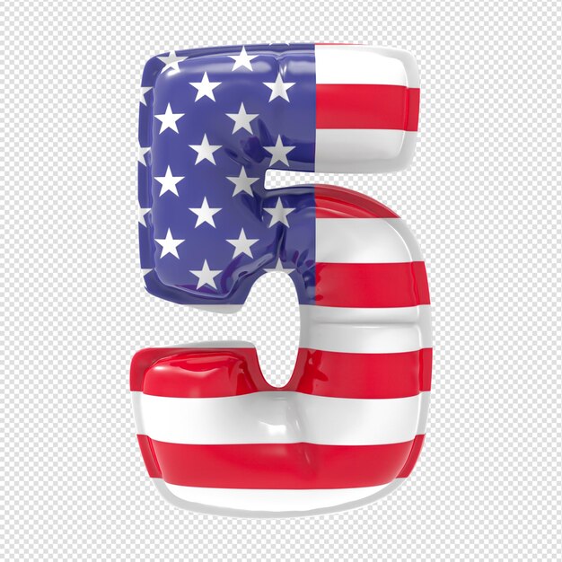 Um número um vermelho, branco e azul com a bandeira americana.