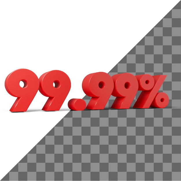 Um número vermelho 9999% 3d png