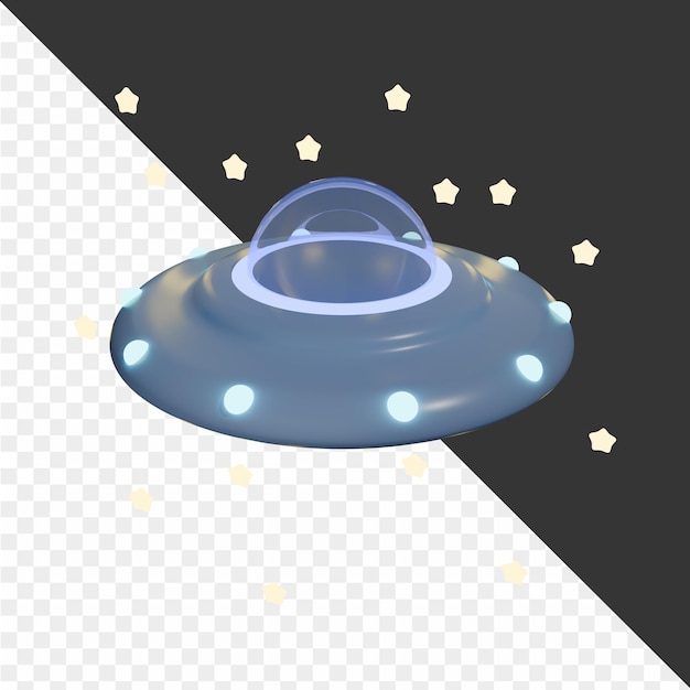 Um objeto de forma alienígena azul está deitado no chão.