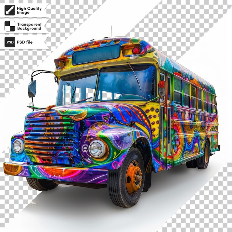PSD um ônibus colorido com a palavra " ônibus "