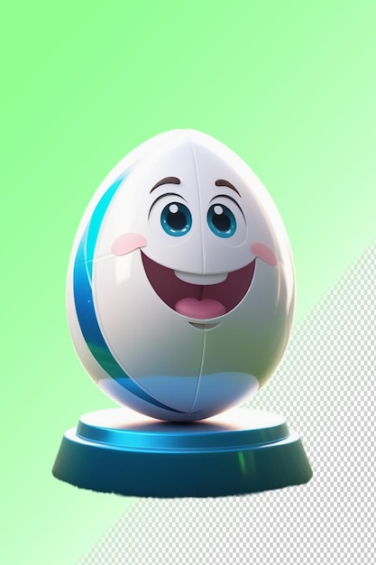PSD um ovo azul com um sorriso.