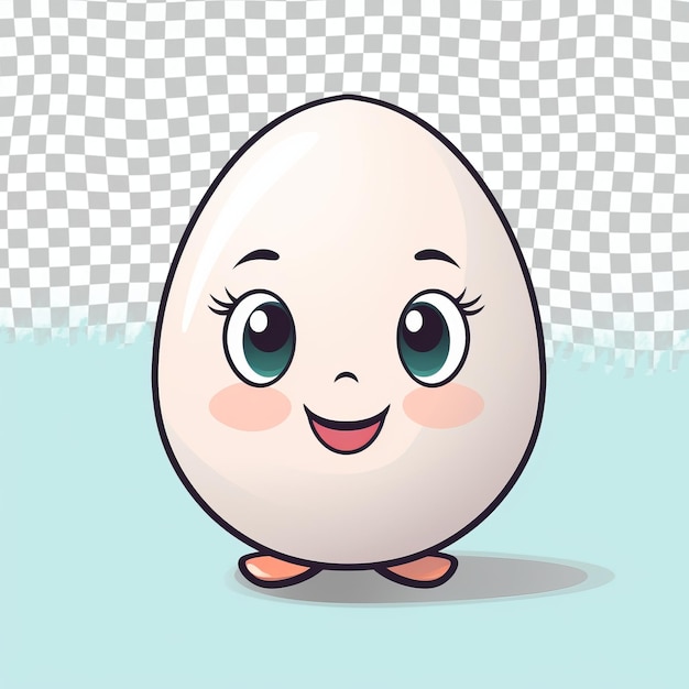 PSD um ovo de desenho animado com um rosto bonito e um fundo azul