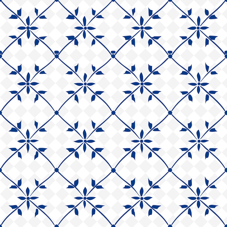 PSD um padrão azul com flores brancas em um fundo branco