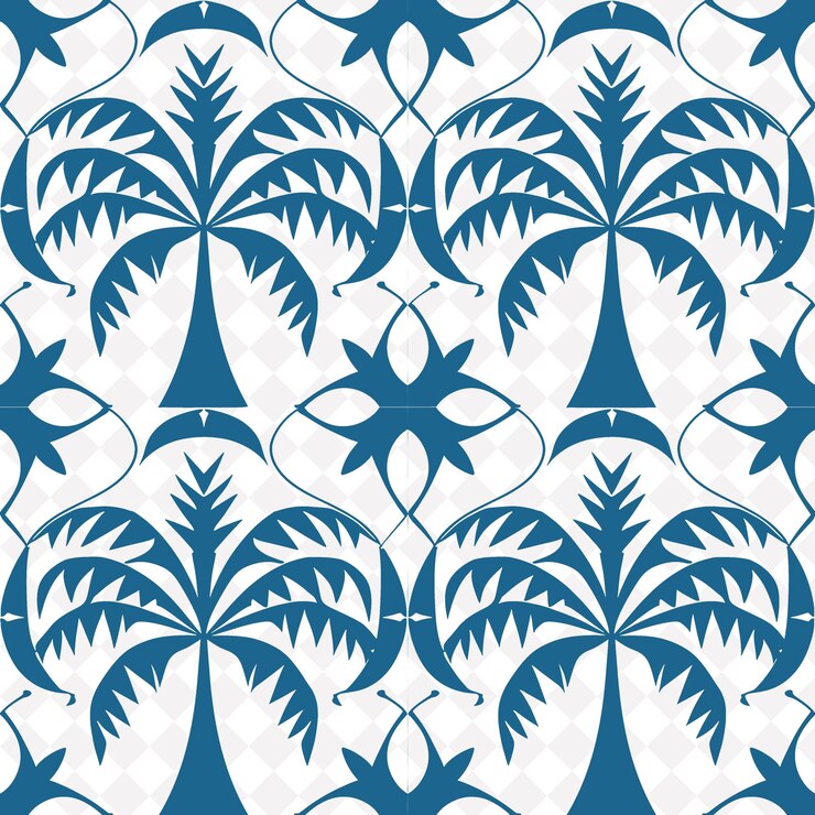 PSD um padrão azul e branco com folhas e flores