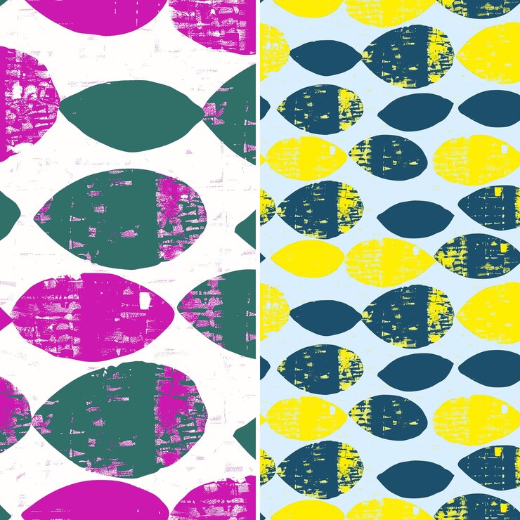 PSD um padrão colorido com círculos roxos e amarelos e um fundo roxo e verde