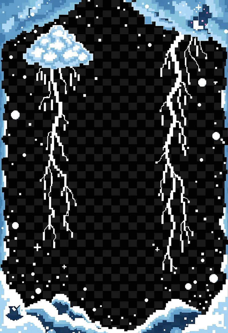 PSD um padrão de relâmpagos e flocos de neve em um fundo preto