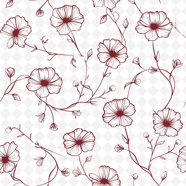 PSD um padrão floral com flores vermelhas em um fundo branco