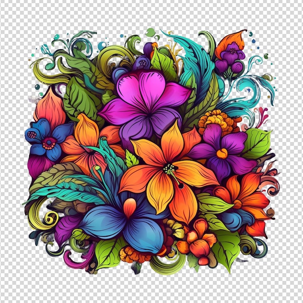 PSD um padrão floral com folhas e flores