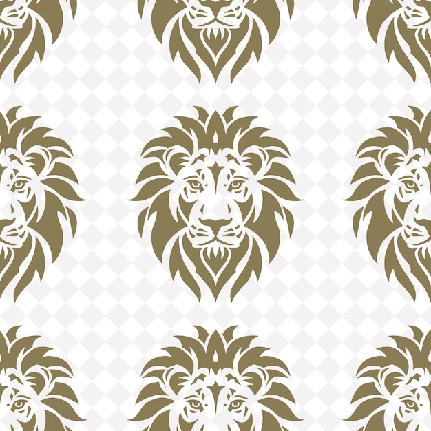 PSD um padrão sem costura de cabeça de leão em um fundo branco
