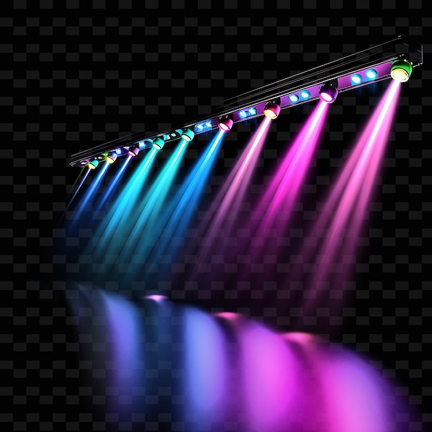 PSD um palco colorido com luzes e um arco-íris ao fundo