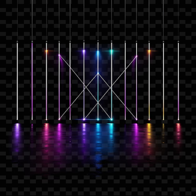 PSD um palco colorido com luzes e uma luz multicolor sobre ele