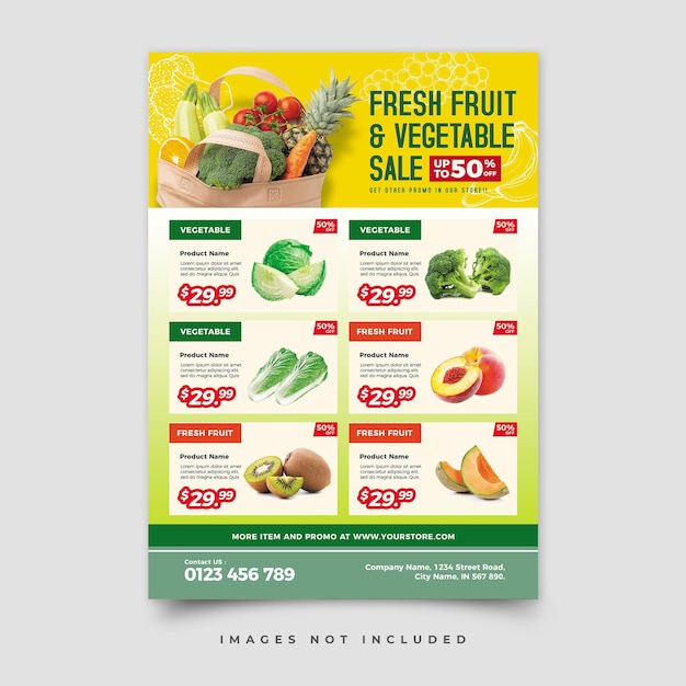 Um panfleto para uma venda de frutas