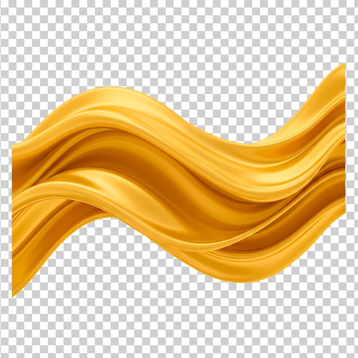 PSD um pano de seda dourado a fluir em ondas