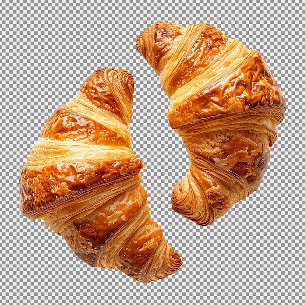 PSD um par de croissants frescos isolados em um fundo branco