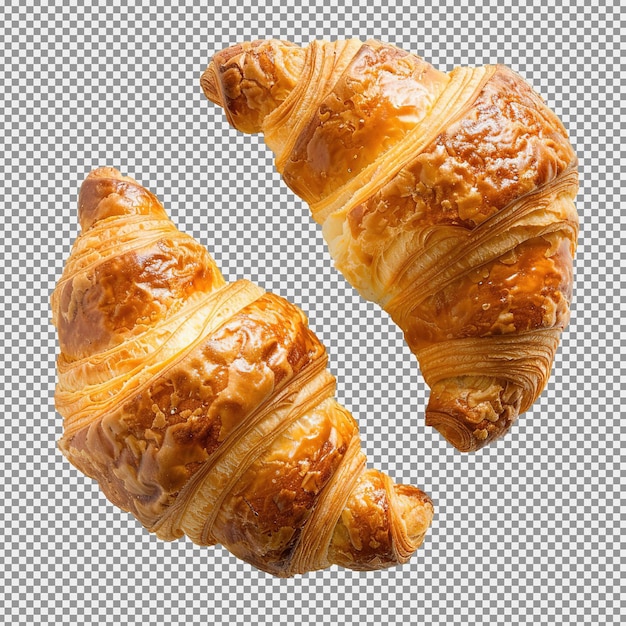 PSD um par de croissants frescos isolados em um fundo branco