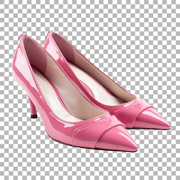 Um par de sapatos cor-de-rosa com um calcanhar rosa e a palavra s na parte de baixo