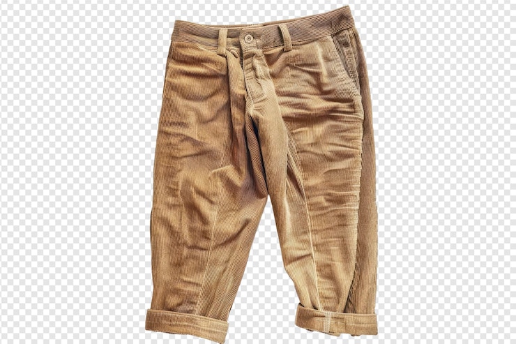 PSD um par elegante de calças de corduroy em tons de terra ricos com isolado em fundo transparente