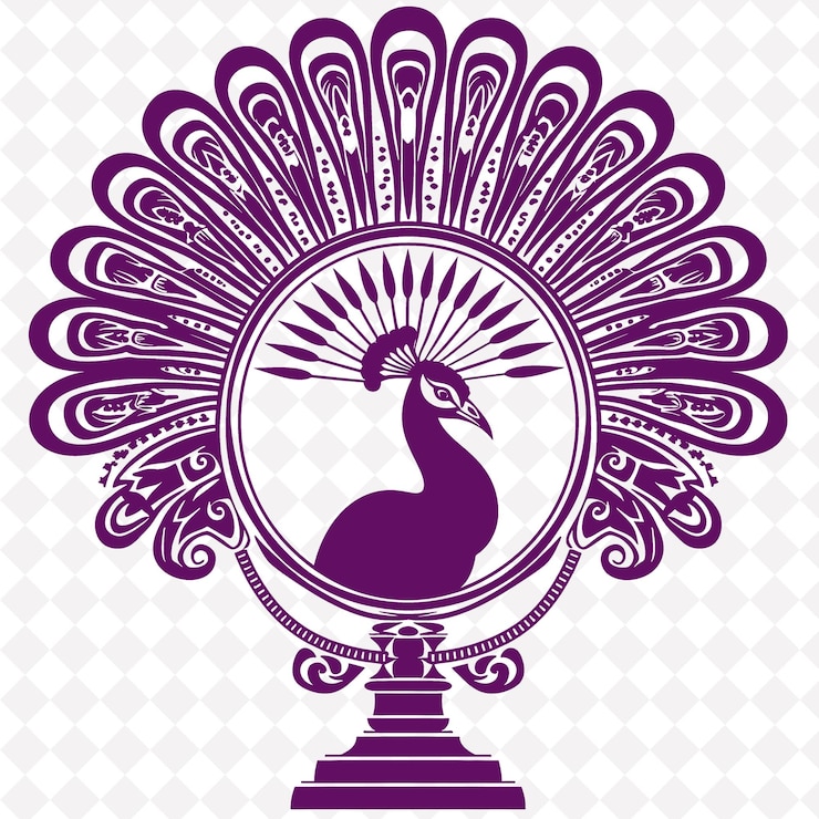 PSD um pavão roxo com um fundo roxo e um fundo branco