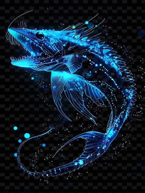 PSD um peixe azul com uma estrela-do-mar azul nas costas