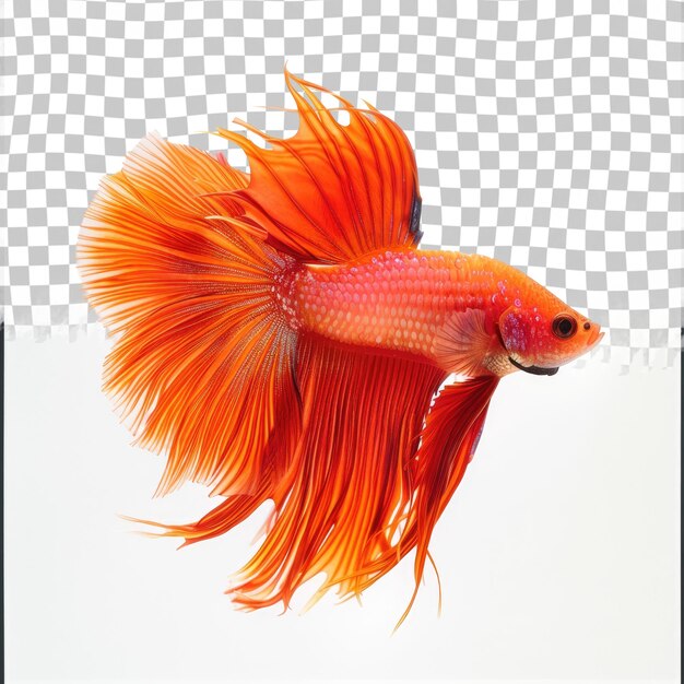 PSD um peixe com uma cauda vermelha é mostrado em um fundo branco