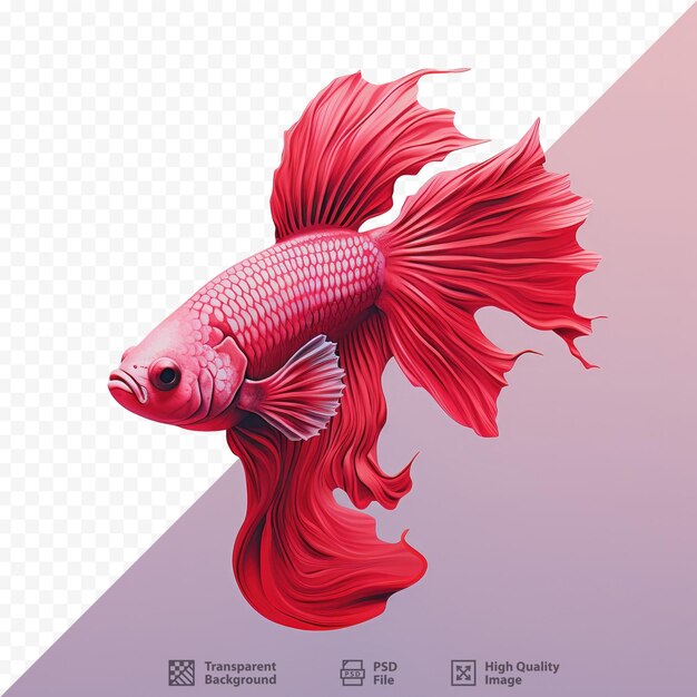 PSD um peixe com uma cauda vermelha e um fundo vermelho.