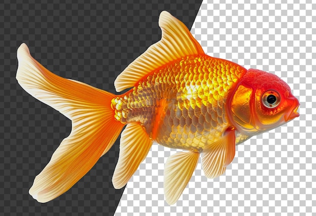 PSD um peixe dourado e vermelho nadando em um tanque png