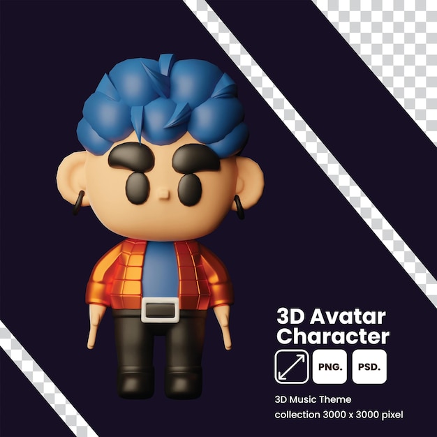 PSD um personagem de avatar 3d é um brinquedo que é um personagem de brinquedo