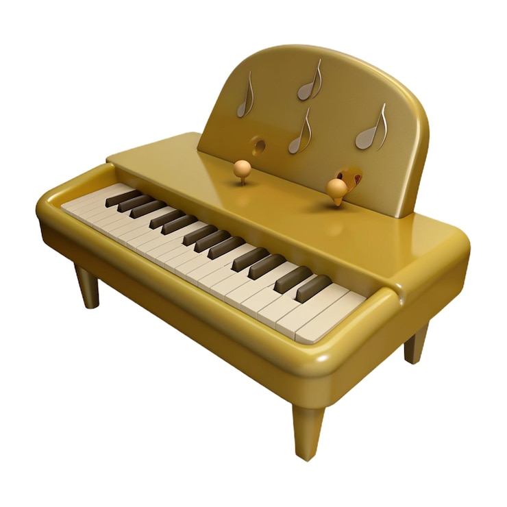 PSD um piano amarelo com um piano marrom na parte superior