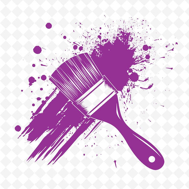 PSD um pincel roxo com tinta roxa e tinta roxa nele