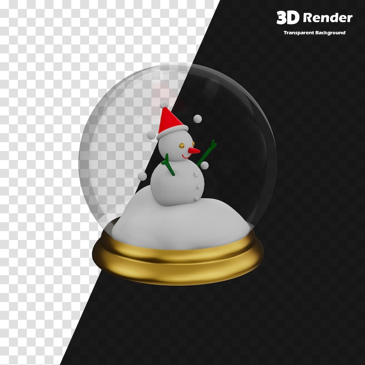 PSD um pinguim numa bola de vidro com um chapéu de papai noel