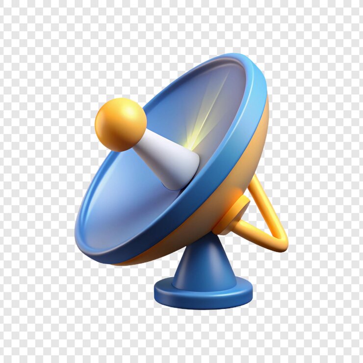 PSD um planeta azul com um telescópio azul em um fundo branco