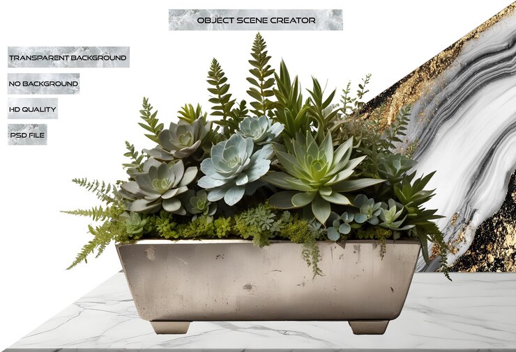 PSD um plantador com plantas e um sinal que diz salvar o projeto
