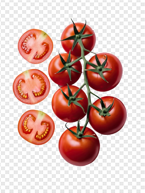 PSD um plantador de tomates com tomates e um tomate nele