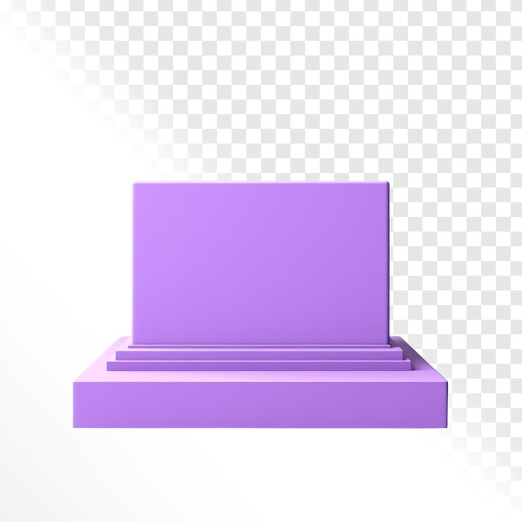 PSD um pódio de desenho animado 3d renderizado em roxo em fundo transparente