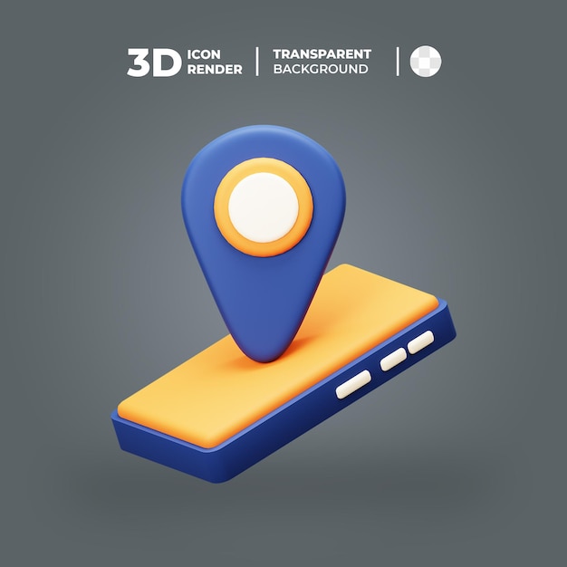 PSD um ponteiro de mapa 3d com um ponteiro de mapa azul e laranja