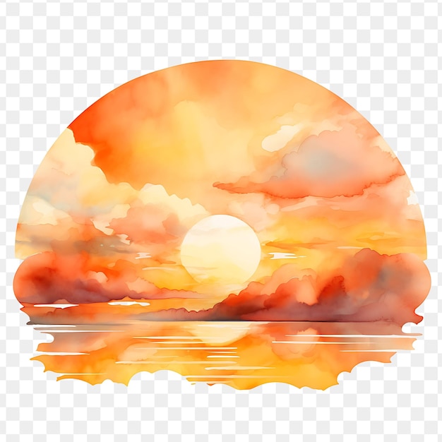 PSD um pôr-do-sol com nuvens e o sol em um fundo transparente