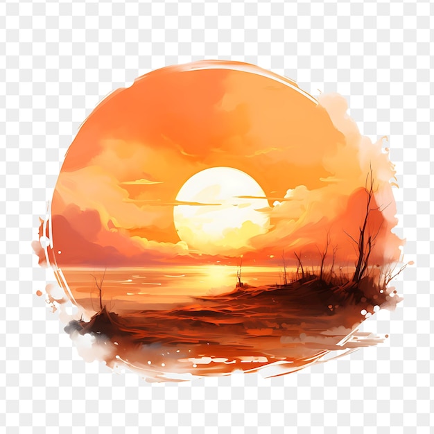 PSD um pôr-do-sol com um pôr- do- sol e um pôr de sol em um fundo transparente