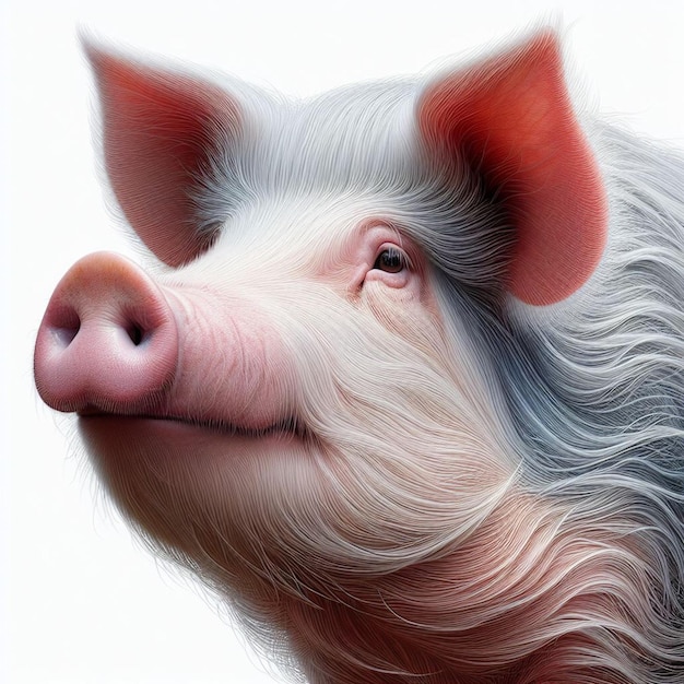 PSD um porco com um nariz rosa e uma faixa azul em seu rosto