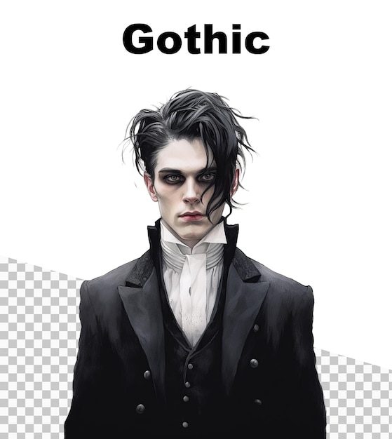 PSD um pôster com um homem gótico e a palavra gothic no topo