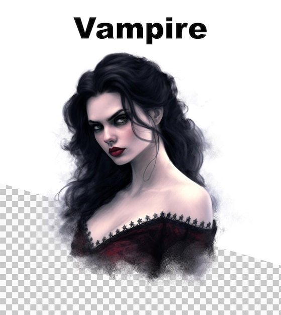 PSD um pôster com uma vampira e a palavra vampiro no topo