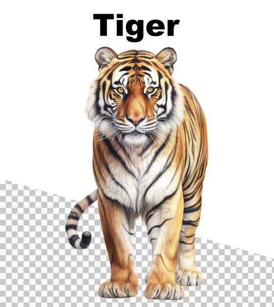 PSD um pôster de tigre com o título tigre na parte inferior.