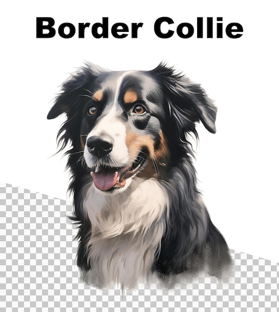 Um pôster de um cachorro Border Collie e as palavras Border Collie na parte superior