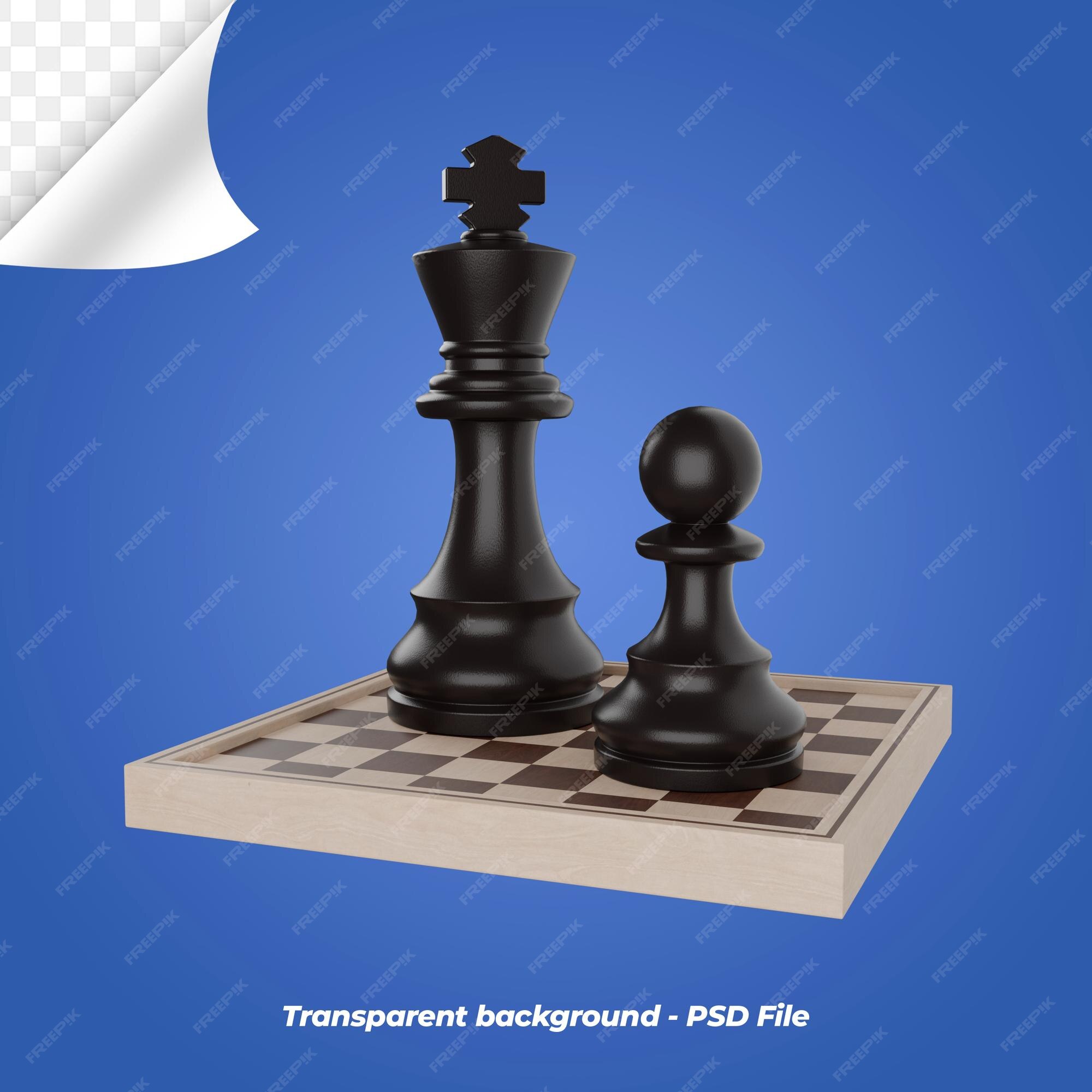 Psd renderização realista em 3d de peças de xadrez em um fundo transparente