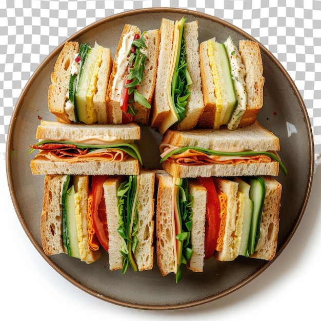 PSD um prato com sanduíches que tem a palavra sanduíchedos nele
